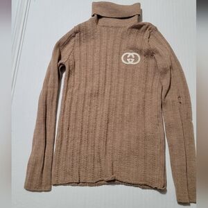 Gucci Double G Girls Turtle Neck Size 4 Toddler Brown - "Has Some Damage"